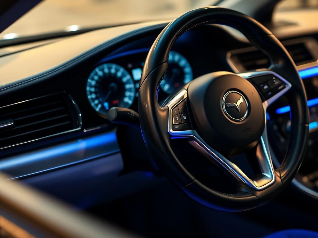 Seb aan het werk in een luxe auto interieur